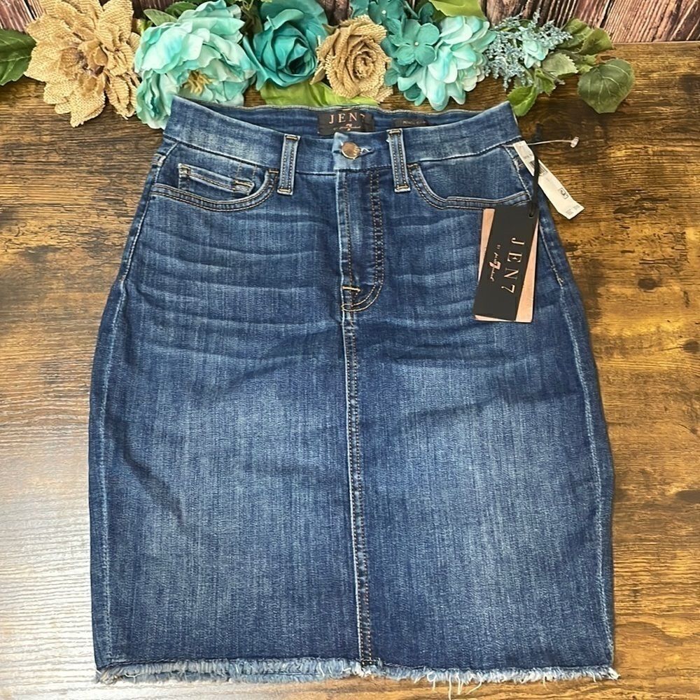 NWT Jen7 by 7 For All Mankind Womens Denim Pencil Skirt Size 0